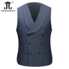 Men's Suits Blazers Jacket Vest Pants Men's Suits 3-Piece Groom Blue Plaid Wedding Dress Slim Fit Banquet Ball Social Tuxedo Formal Suit 230303