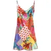 Casual Dresses Women's Travel Wind Bright-coloured Flower Printed Backless With Shoulder-straps Color Matching Sexy Beach Dress