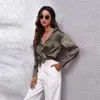 Frühling Satin Shirt Frauen Lose Button Up Bluse Shirt Damen Imitation Seide Langarm Shirt Für Frauen