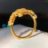 Кластерные кольца Fine Jewelry Real 18k Gold 2,12CT Желтые бриллианты Свадебная обручальная женщина для женщин кольцо TX