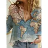 Blouses voor dames shirts Dragonfly 3D print lange mouw vintage casual shirt blouse vrouwelijke dames meisje tops kledingvrouwen's wowo