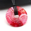 Pendant Necklaces Natural Stone Necklace Simple Round Donut Agates Crystal Good Quality Jewelry For Female Gifts