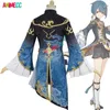 Anime kostymer anime game genshin påverkan xingqiu cosplay come xing qiu outfit skor örhängen peruk cosplay halloween come för kvinnor flickor z0301