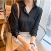 Kvinnors blusar skjortor Spring Autumn Long Sleeve Women Shirts White Loose Blouses Women Topps BF Korean Style Elegant Blusas Black Yellow Purple 230303