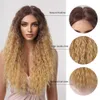 Perucas sintéticas Easihair onda profunda lda frontal perucas sintéticas Long Brown ombre Natural Wig para mulheres Cosplay Resistente ao calor 230227