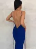 Casual Dresses Sexy Slim Women Strap Dress Backless Low Collar Solid Bodycon Baddie Lace Up Female Party Nightclub Elegant Chic 2023
