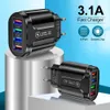 3.1A 4 Ports USB chargeur de voyage Charge rapide QC 3.0 charge murale pour Samsung Xiaomi adaptateur de charge de prise Mobile