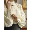 Women's Blouses 2023 Spring Beige Casual Office Lady Shirt Tops Vintage Chic Blouse Simply Style Elegant Single-breasted Loose Blusas