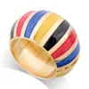 Bangle Trendy Enamel Colorful Statement Bracelet For Women Gold Plated Multicolor Striking Fashion Cuff Jewelry