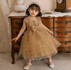 Flickans klänningar 2023 Girls Elegant Dress Children Big Bow Princess Dresses For Kids Girl Applique Lolita Ball Gown Infant Wedding Party Vestidos W0224