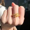 Кластерные кольца Fine Jewelry Real 18k Gold 2,12CT Желтые бриллианты Свадебная обручальная женщина для женщин кольцо TX