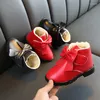 Boots Girls Short Bow Knot Children Snow Plush Comfortable Warm Cotton Shoes Leather Baby Winter Toddler