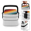 Geschirrssätze Retro Vintage Stripes Bento Box -Kompartimente Salat Fruchtbehälter Grafikdesign Moderner abstrakter Vektor