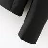 Women's Suits & Blazers Vinatge Woman Black Puff Sleeve Blazer Coats Tide Spring Ladie Soft Design Outerwear Female Elegant