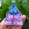 Figurines décoratives 5 cm Orgone Cristal Pyramide Guérison Améthyste Péridot Générateur D'énergie Équilibrant Chakra Reiki Pierre EMF Protection