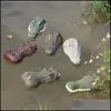 정원 세트 창조적 인 수지 떠 다니는 악어 하마 무서운 동상 홈 할로윈 장식 장식 T200117 D DHP3J를위한 야외 연못 장식