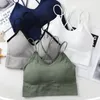 Women's Tanks Sexy Solid Crop Tops Slim Fit Spaghetti Strap Top Women Built In Bra Off Shoulder Sleeveless Versatile Camisole Ins 2023