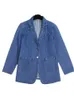 Damespakken dames casual blazers jas lente herfst pocket lage mouw pocket denim blazer jassen voor vrouwen mode losse dames 2023