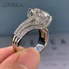 Bröllopsringar Real Mossanite D Color Classic 6 Claw 5 Carat Luxury 18K White Gold 925 Sterling Silver Full Diamond Marriage Woman Ring 230303