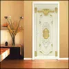 Itens de novidade 3d Luxury Home Decor Door Adesivo de estilo europeu Flores douradas papel de parede mural sala de estar quarto autoadesivo poste dhmfb