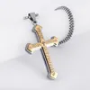 Pendentif Colliers Mode Punk Hommes Acier inoxydable Croix Christian Bible Psaume Collier Amulette Bijoux Accessoires