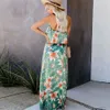Casual jurken Wildpinky 2022 Tropisch regenwoud Gedrukte jurk voor vrouwen uit schouder Split mouwloze zomer HOILDAY STRAND CASUAL SUNDRESS Z0216