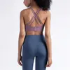 Yoga Outfit Top Women Fitness Sports Bra Four Straps Cross Back Sexy Plus Size Soft Tank Gym Training Lingerie With Chest Pad