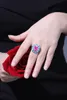 حلقات الكتلة Pirmiana 2023 925 Sterling Silver Oval Form Lab Grown Pink Ruby Gemstones المجوهرات للنساء هدايا عيد الميلاد