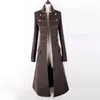 Women's Wool Autumn Winter Military Style Stand Collar Woolen Coat Women Double Breasted Slim Blends