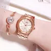 Armbandsur Top Luxury Fashion Diamond Women Watch Steel Ladies Crystal Rhinestone Quartz Watches Casual Dress Wristwatch Clock Gift