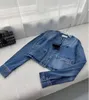 Kvinnors jackor designer triangel etikett pd denim mode crew nackknapp ficka kort