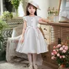 Girl's Dresses Baby Baptist Come Bowknot Beaded Design Kids Catwalk Birthday Party Evening Gown Girls Christmas Princess Dress Eid L1862