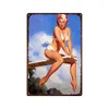 Vintage Sexig pin up Girl Retro Tin Signs Wall Decor Art Affischer Artwork Metal Plate Plack för Man Cave Bar Club Decoration 30x20cm W03