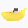 Kattbäddar bananform säng hus valp kennel varm kudd sovande grotta soffa gul