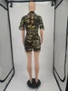 Nieuwe Dames Korte Camouflage Jumpsuits Zomer Turn-down Kraag Rits Trekkoord Rompertjes Speelpakjes met korte mouwen Bulkartikelen Groothandel 9387