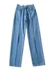 Dżinsy damskie Wixra Spring Women Streetwear Modne splicowane spółki dżinsowe Casual Ladies High Talle Pockets Fałszywe zamki błyskawiczne dżinsy 230303