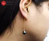 Bengelen oorbellen qingmos 10 mm zwarte ronde zeeschil parel oorbel voor vrouwen met goudkleurige sterling zilver S925 oorlijn 4 '' e657
