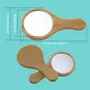 Natural Wood Mirror Wooden Short Handle Mirror Vintage Portable Compact Makeup Hand Held Mirrors Wedding Party Favor Gift Espejo De Madera Natural Con Corto