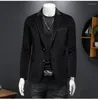 Costumes pour hommes 2023 marque hommes noir gris costume vestes solide Slim Fit simple boutonnage robe hommes mode décontracté velours côtelé Blazer