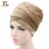 Bandanas Durag Luxe geplooide fluweel magische tulband hijab hoofdomslag lange tube Indian Headwrap Scarf Tie 230302