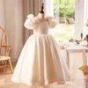 Robes de fille 2023 robe de soirée pour enfants bébés filles luxueuses robes de bal blanches ados robes de princesse pour piano Performance anniversaire W0224