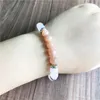Strand Mode natürlicher Rosenquarz -Sonnensteine ​​Armband Handgelenk Mala Elastizität Armbänder rosa Mädchen Geschenk Yoga Schmuck Schmuck