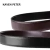 Bälten Luxury Gold Reversible Mid midjebälten Verkliga läder Solid mässing Mäns bälte Pure mässing Belt reversibelt spännefri frakt Z0228