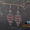 Kolczyki Dangle Vintage Ethnic Długie kryształ w kształcie wentylatora dla kobiet Boho Kolorowa pusta biżuteria z kropli wodą