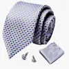 Papillon di lusso designer di marca per uomo poliestere a quadretti gemelli fazzoletto ufficio accessori da sposa cravatta set