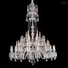 Chandeliers Modern Chrome Clear Crystal Chandelier Light Fixture 45arms D150cm H190cm De Lustre Hanging For Lobby Staircase Decoration