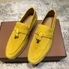 Par Summer Charms Walk Suede Loafers Moccasins Namesake äkta läder yttersula Slip på lägenheter Kvinnors lyxdesigners Flat Dress Casual Shoes Factory Factwear