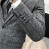 Men's Suits Blazers Jacket Vest Pants Men's Groom Wedding Dress Plaid Formal Suits Set Men Fashion Casual Business Slim Suit Three-piece 230303