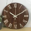 Wall Clocks Creative Wooden Luminous Wall Clock Retro Dark Glowing Number Hanging Slient Night Light Watch Decoration For Living Room Bedroo 230303