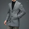 Men's Suits Winter Autumn Men Gray Coffee Cashmere Wool Blazers England Style Soft Warm Sheep Woolen Blended Jackets Suit Elegant Outfits